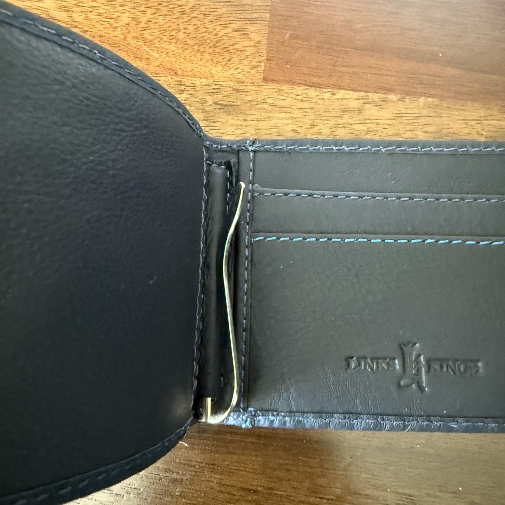 Links And Kings Blue Leather Crown Money Clip Men’s Wallet. NBC Logo NWOT - Picture 5 of 5